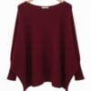 Batwing Sleeve Ribbed Cuff Jumper In Wine