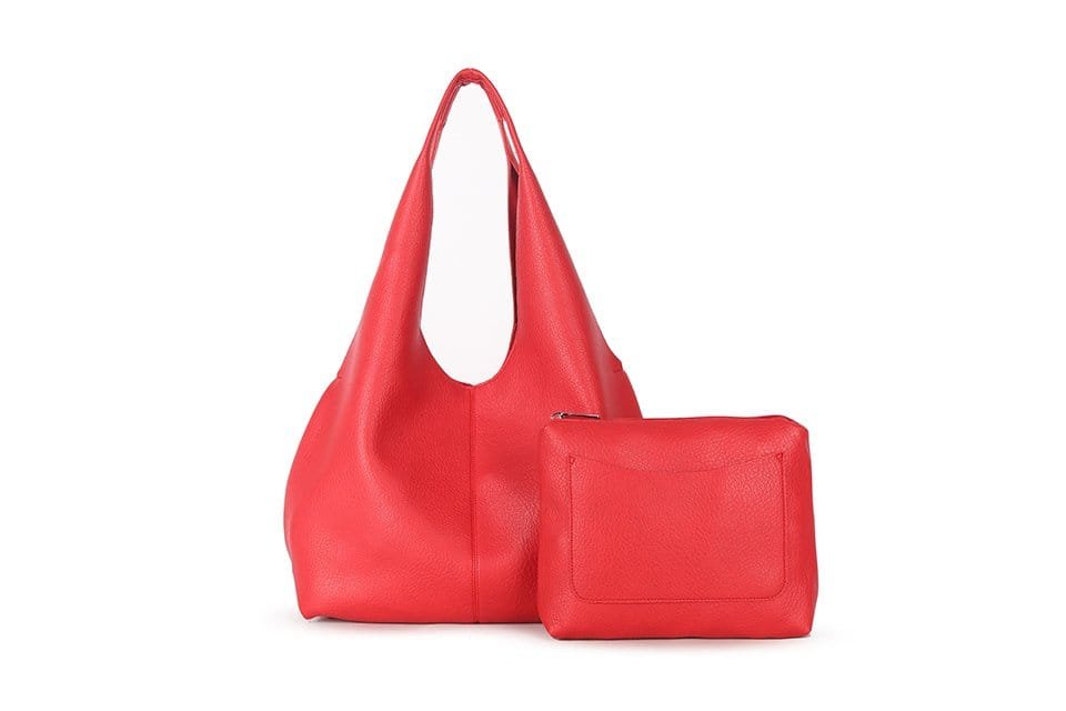 Red Slouchy Bag With Pouch