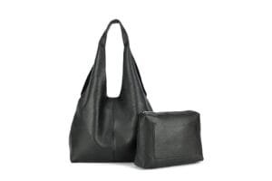 Black Slouchy Bag With Pouch