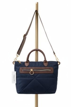 Navy Quilted Bag With Detachable Strap