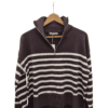 Women’s Brown and White Striped Quarter-Zip Jumper