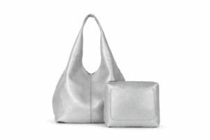 Silver Slouchy Bag With Pouch