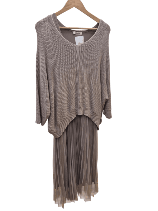 2026/01/1000390539.png Tulle Dress & Texture Batwing Jumper Set In Mocha