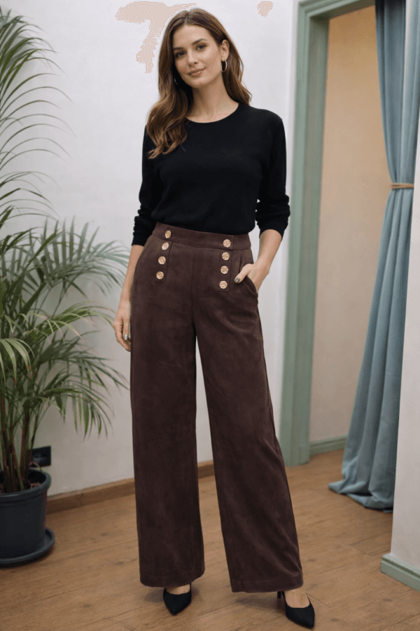 2026/01/1000390960.png Tailored Brown Trousers With Gold buttons - Medium