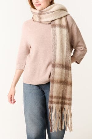 Cream Checked Scarf
