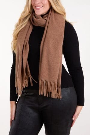 Brown Soft Tassel Scarf