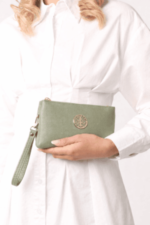 2026/01/1000391013.png Sage Green Gold-Detail Medium Clutch