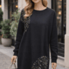 2026/01/1000391029.png Black Sequin Panel Relaxed Fit Tunic Dress