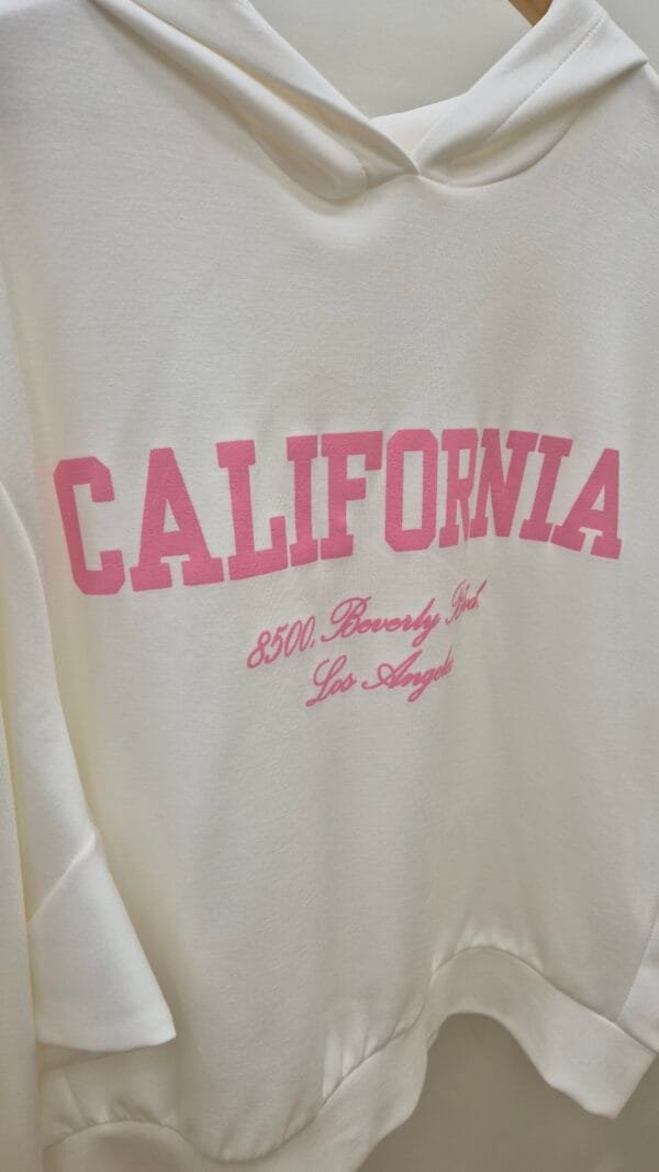 'California ' White Soft Touch Hoodie