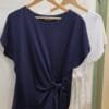 Navy Tie-Side Short Sleeve Jersey Top