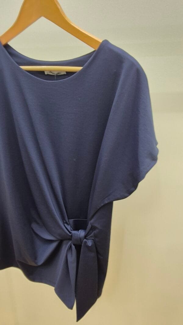 Navy Tie-Side Short Sleeve Jersey Top