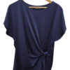 Navy Tie-Side Short Sleeve Jersey Top