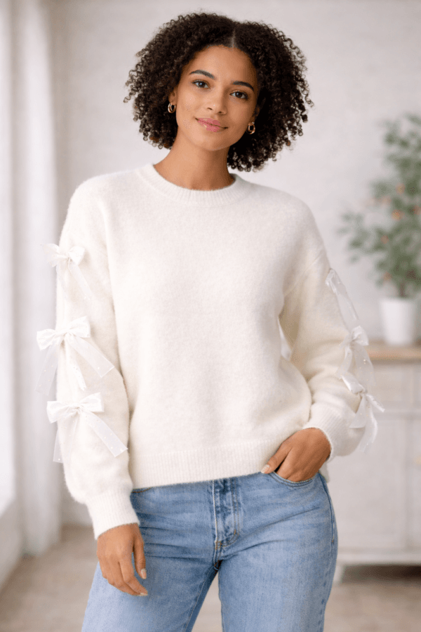 Bow Sleeve Soft Knit Jumper