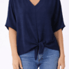 2026/01/1000392792.png Navy V- Neck Front Tie Blouse
