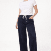 Elasticated Waist Heart String Jeans -Indigo