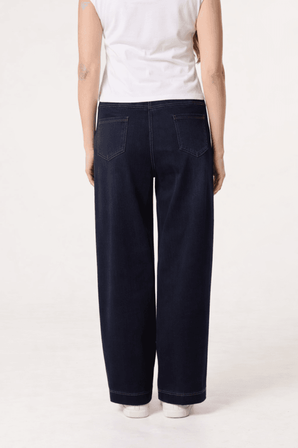 Elasticated Waist Heart String Jeans -Indigo