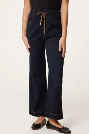 Elasticated Waist Brown String Jeans