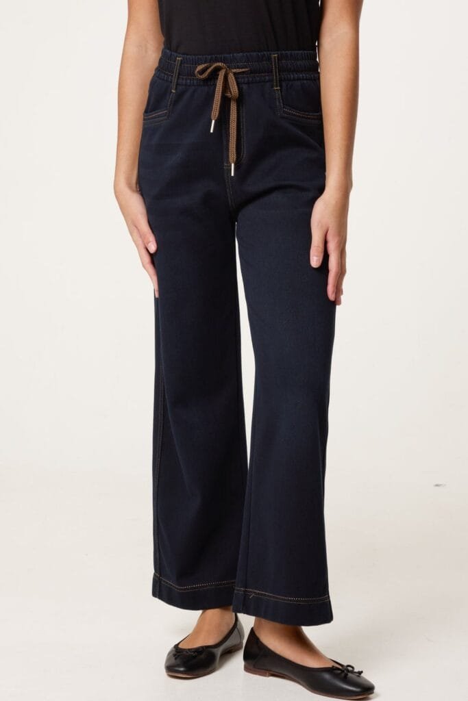 Elasticated Waist Brown String Jeans