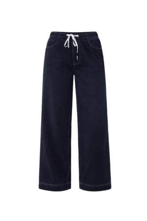 Elasticated Waist Heart String Jeans -Indigo