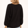 Black V-Neck Long Sleeve Blouse With Front Tie