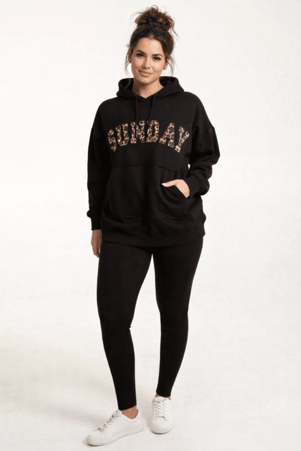 Sunday Leopard Print Logo Hoodie & Leggings Set