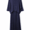 2026/01/1000394285.png Tulle Dress & Texture Batwing Jumper Set In Navy