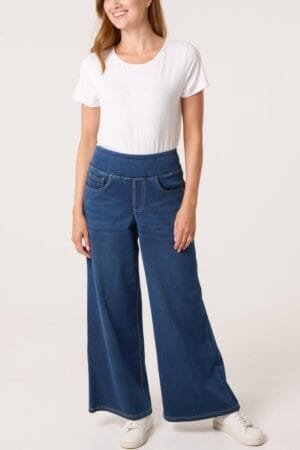 Wide Waistband And Wide Leg Jeans