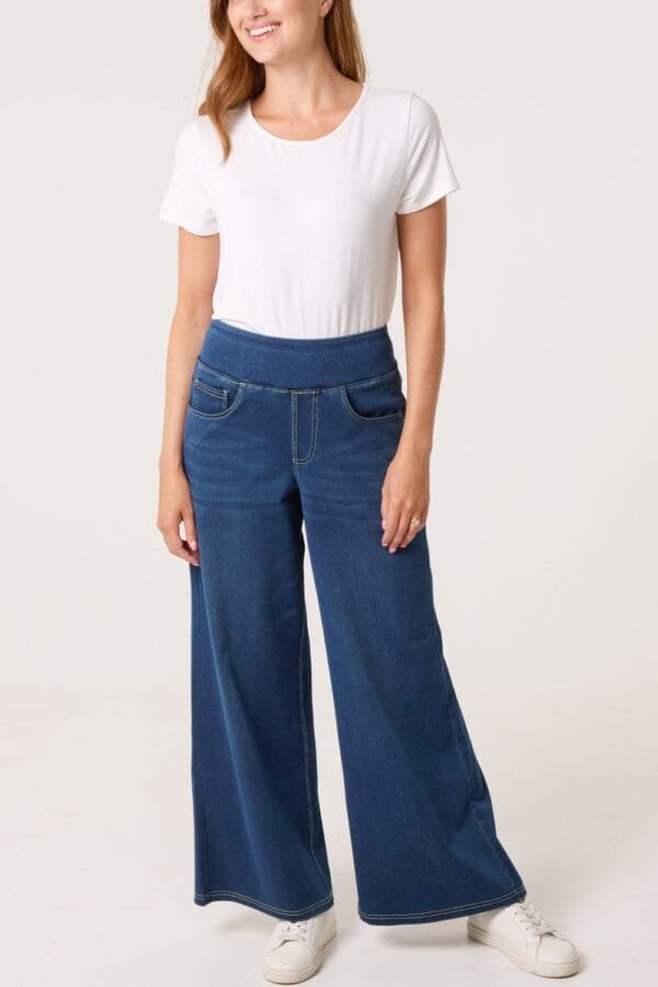 Wide Waistband And Wide Leg Jeans