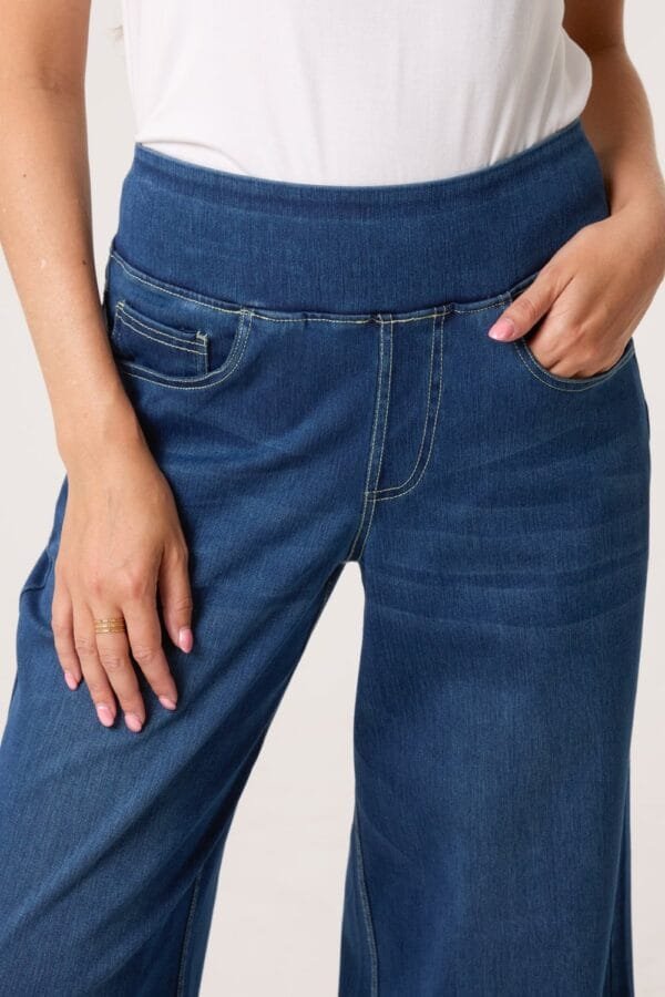 Wide Waistband And Wide Leg Jeans