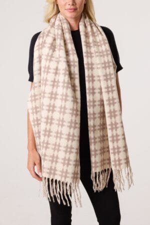 Cream Checked Scarf
