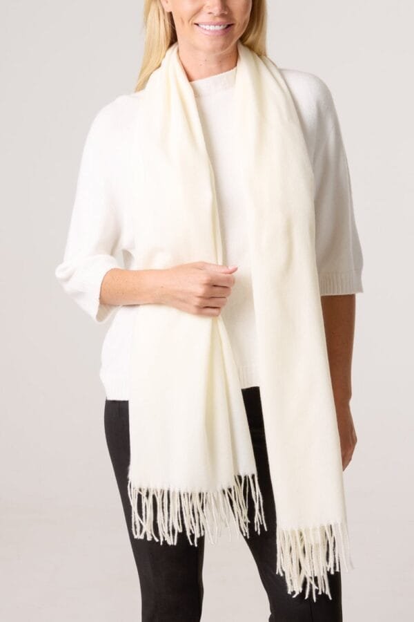 Cream Soft Tassel Scarf