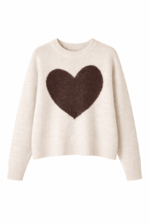 Cream Jumper with Brown Heart