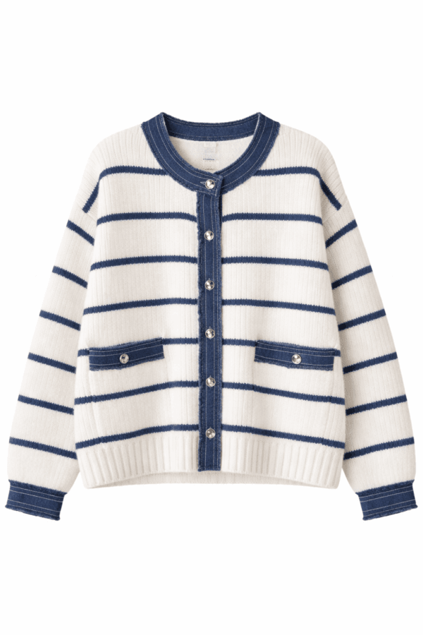 2026/01/1000395941.png Denim Trim Striped Knit Cardigan