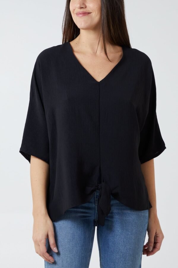 Tie Front V-Neck Top