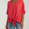 Tie Front V-Neck Top