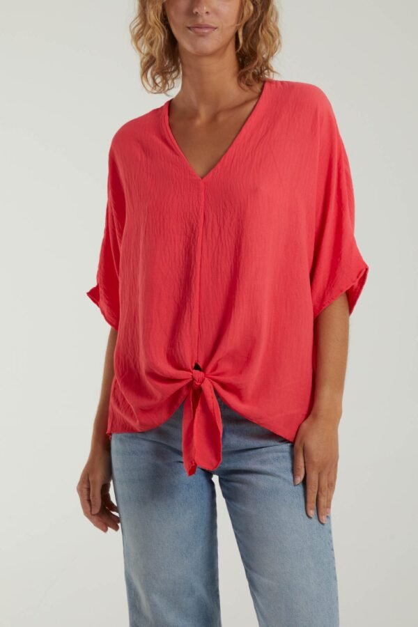 Tie Front V-Neck Top