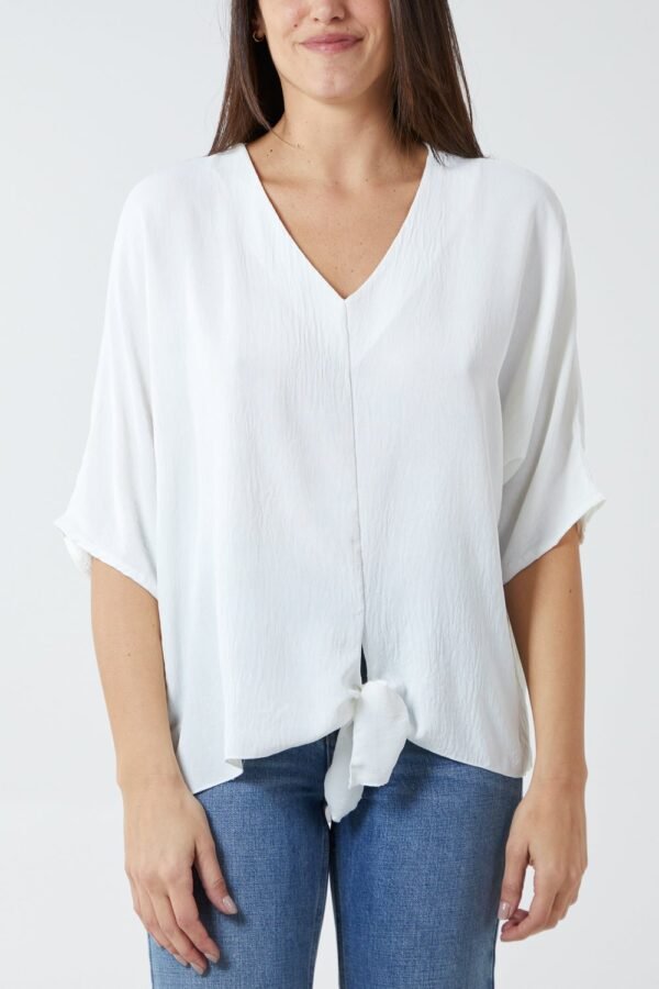 Tie Front V-Neck Top