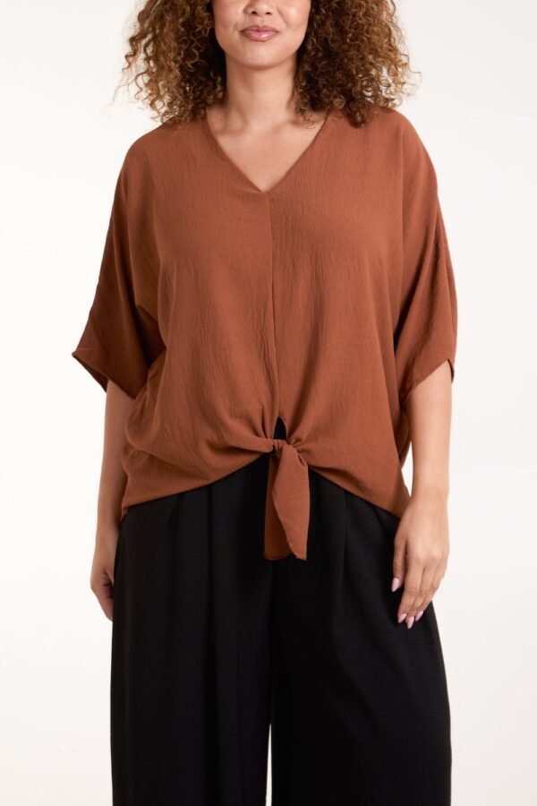 Tie Front V-Neck Top