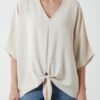 Tie Front V-Neck Top
