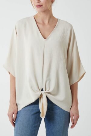 2026/01/1000463449.jpg Tie Front V-Neck Top