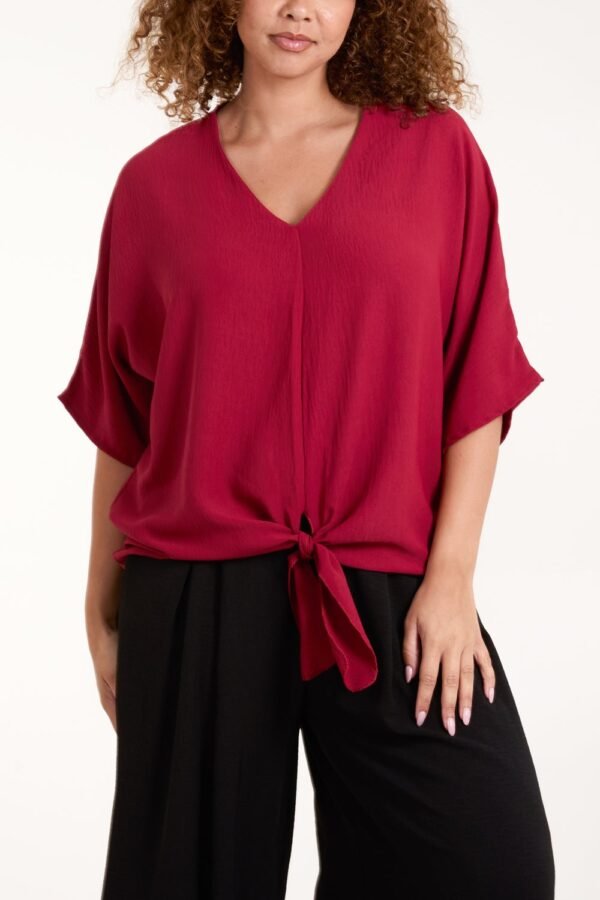 Tie Front V-Neck Top