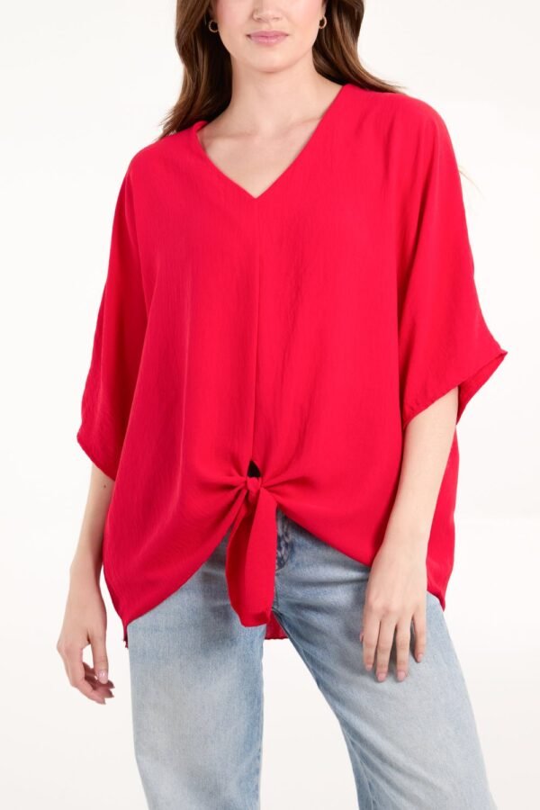 Tie Front V-Neck Top