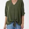 Tie Front V-Neck Top