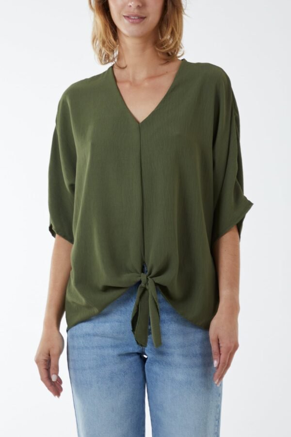 Tie Front V-Neck Top
