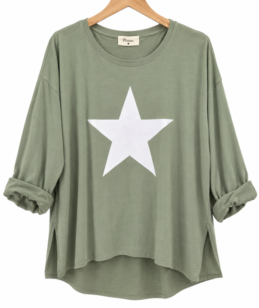 Cotton Long Sleeve Star Top
