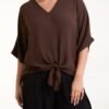 Tie Front V-Neck Top