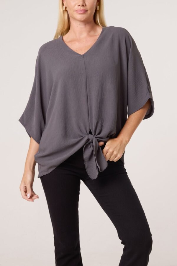 Tie Front V-Neck Top