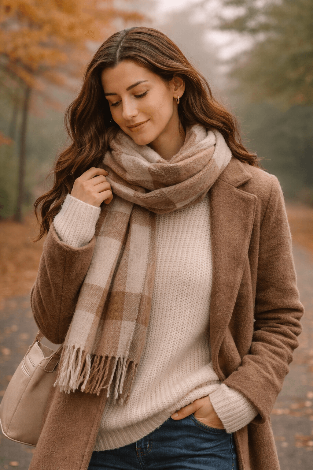 Four women wearing V-neck, three-quarter sleeve, midi striped dresses in red, beige, blue, and pink.