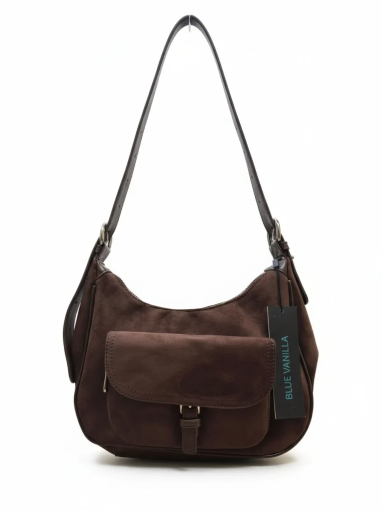 Dark Brown Suede Satchel Bag