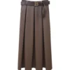 faux-leather-brown-midi-skirt Faux Leather Brown Midi Skirt
